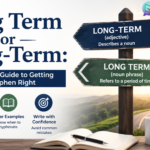 Long term or long-term grammar guide showing when to use the hyphen in compound adjectives and when to write long term as a noun phrase
