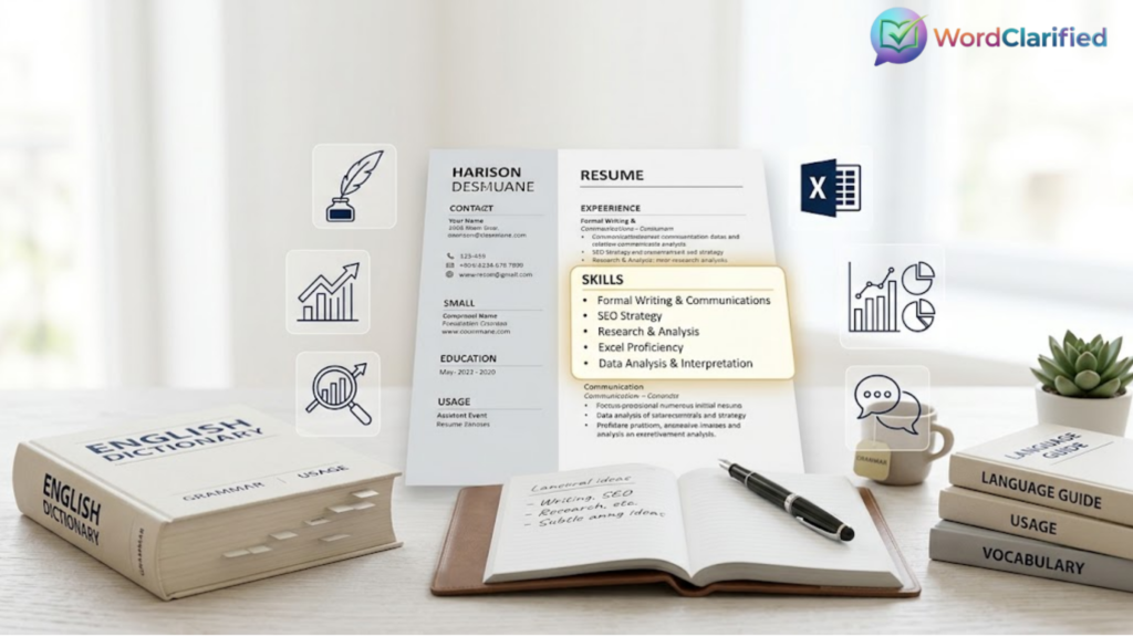 Skill set examples for formal writing and resumes