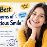 20 best synonyms of infectious smile with a smiling woman and vocabulary examples