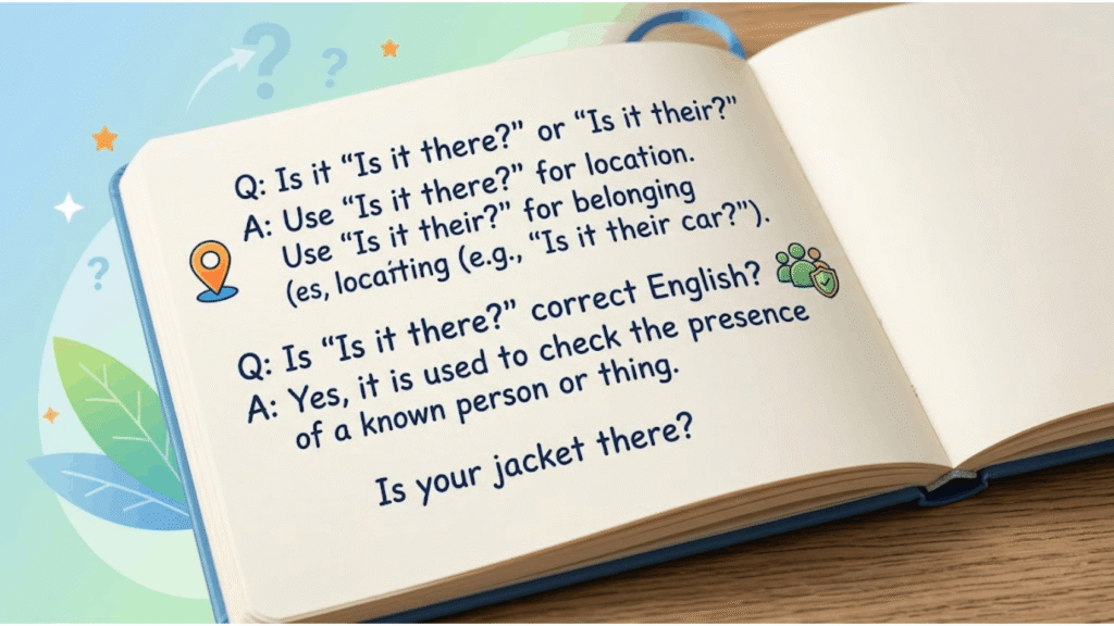 Open notebook Q&A page explaining Is it there or their grammar rules.