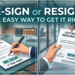 Split concept graphic comparing re-signing a contract versus handing in a resignation letter.