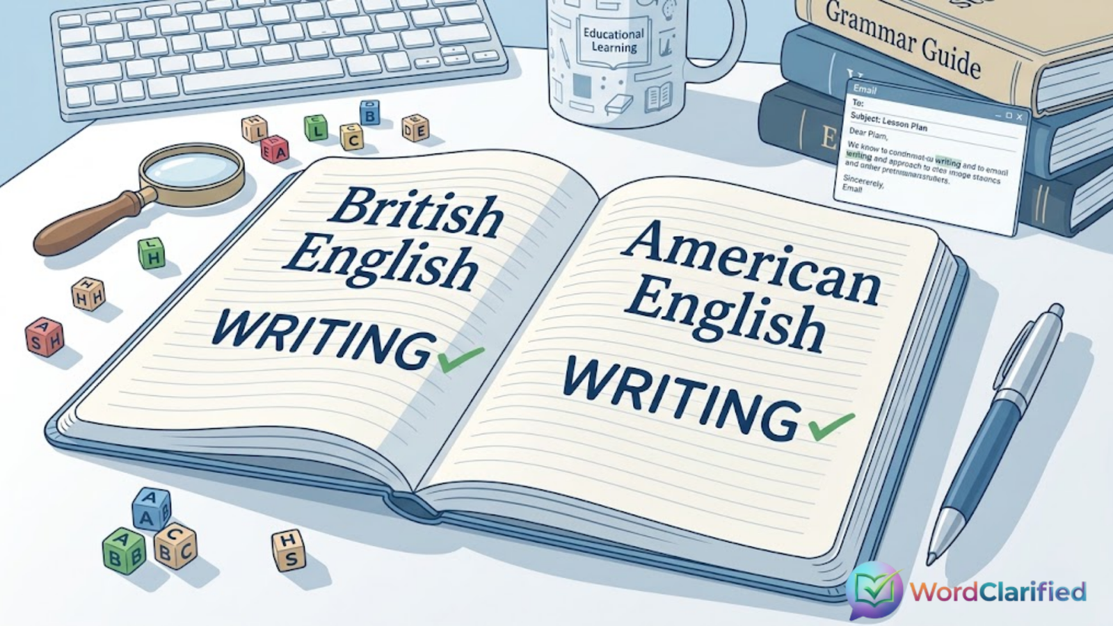 Writing has the same spelling in British and American English