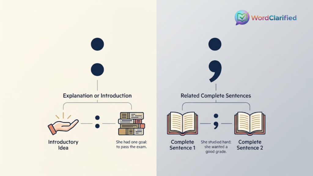 Colon vs. semicolon in English grammar