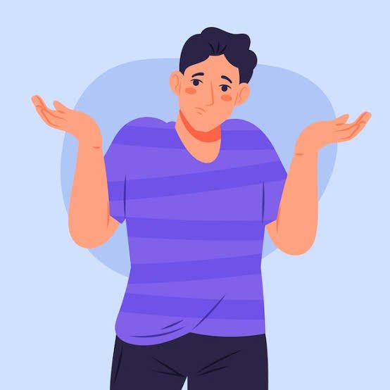 Vector illustration of a person shrugging shoulders representing the emotion of might as well