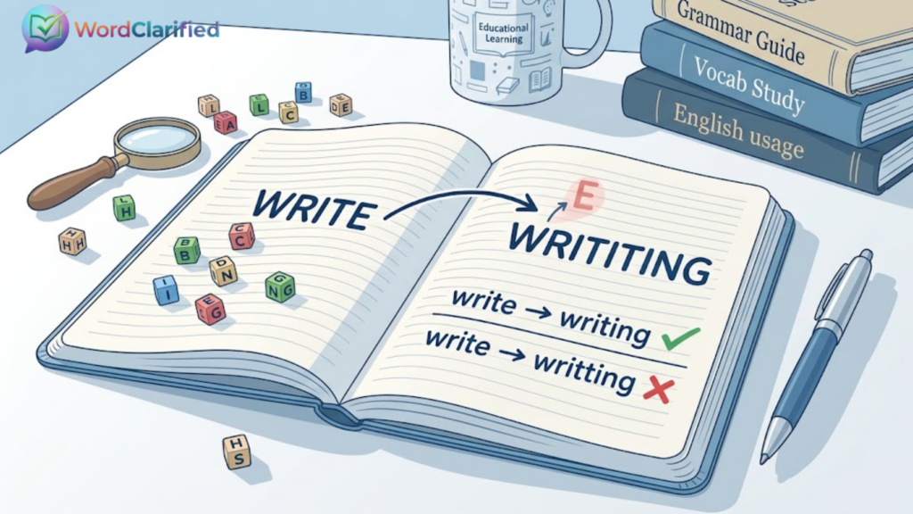 Write changing to writing by removing the final silent e