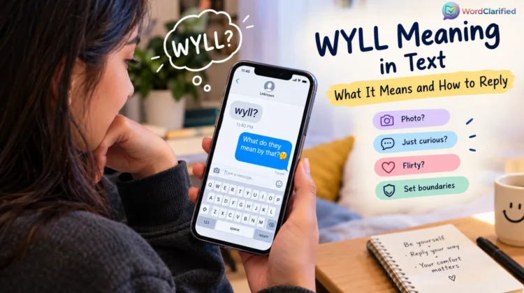 WYLL meaning in text message on a phone with a woman deciding how to reply